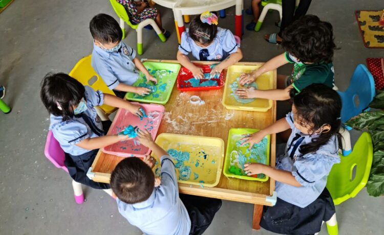 Early Years students loved making and playing with playdough.